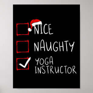 Poster Nice Naughty Yoga Instructeur Liste de Noël Père N