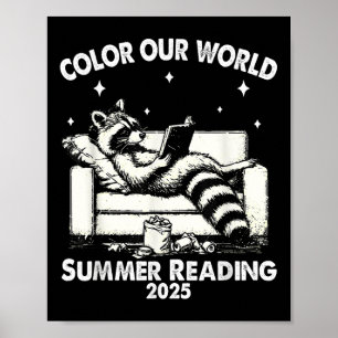 Poster Nice Raccoon Livre Lover Été Lecture 2025