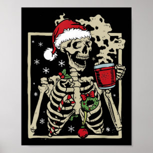 Poster Nice Skeleton Santa Hat Noël