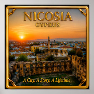 Poster Nicosie Chypre Mémoire de Voyage Dorée