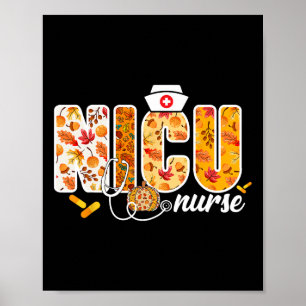 Poster Nicu Nurse Automne Feuilles Thanksgiving Healthc