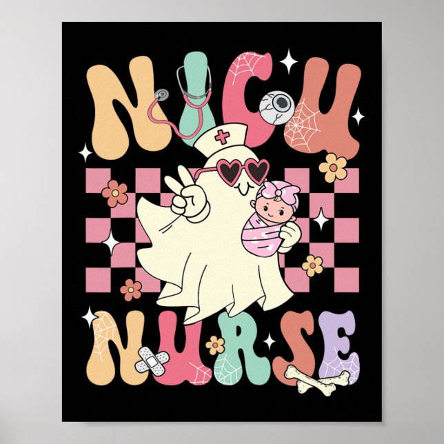 Poster Nicu Nurse Éffrayant Ghost Halloween mignonne Nurs (Devant)