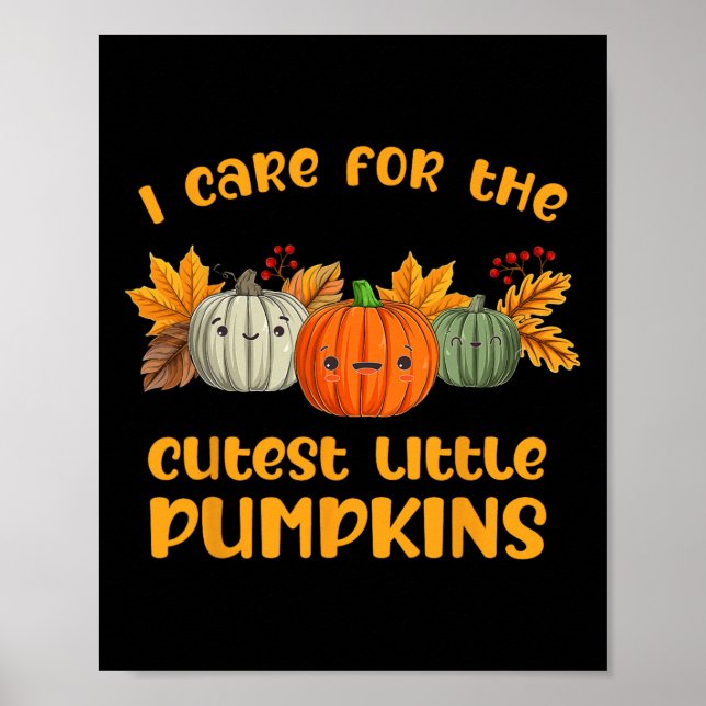 Poster Nicu Nurse Neonatal Cutest Little Citrouilles Fall (Devant)