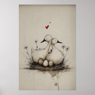Poster Nid d'amour – Canards de printemps, Art imprimable