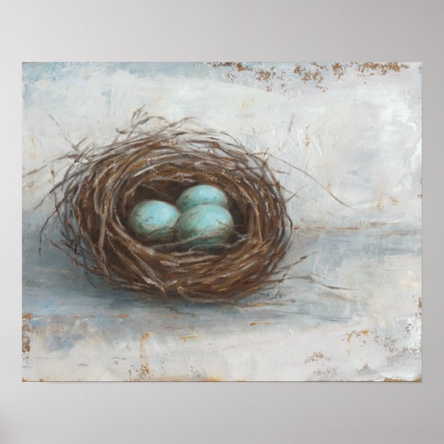 Poster Nid d'oiseau rustique - Bleu (Devant)