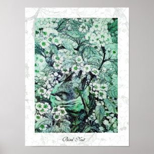 Poster NID OISEAU, vert blanc