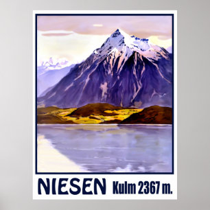 Poster Niesen, pic de montagne, Suisse, voyage vintage