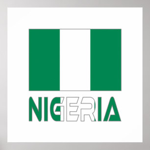 Poster Nigéria avec le drapeau nigérian 