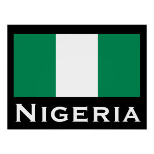 Poster Nigeria avec le drapeau nigérian (Afrique de l'Oue