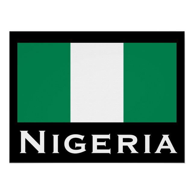 Poster Nigeria avec le drapeau nigérian (Afrique de l'Oue (Devant)