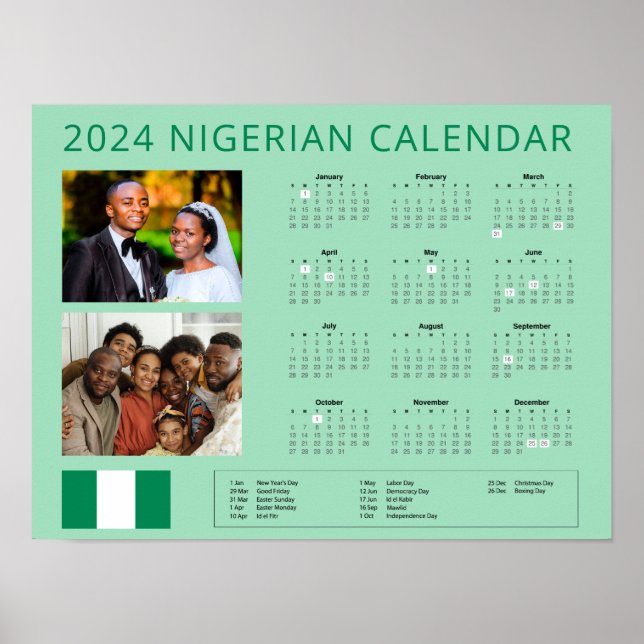 Poster Nigéria | Insérer la photo 2024 Célébration du Nig (Devant)