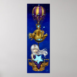 Poster Night Chariot ART IMPRIMER steampunk fée imaginair