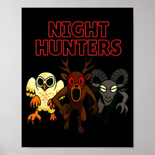 Poster Night Hunters. 3 Animals In The Forest. Cool Gamer (Devant)