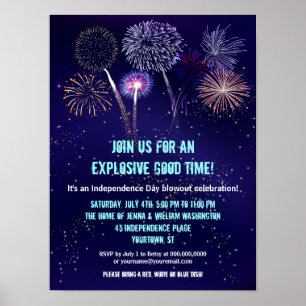 Poster Night Sky Fireworks 4 juillet événement