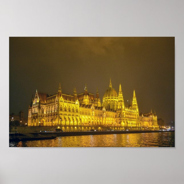 Poster Night View, Hungarian Parliament, Budapest Hungary (Devant)