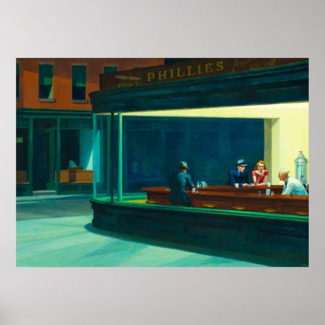 Poster Nighthawks, 1942 par Edward Hopper (Devant)