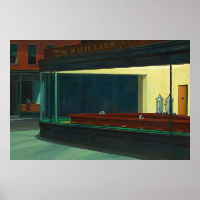 Poster Nighthawks - Diner vide - Edward Hopper -  (Devant)