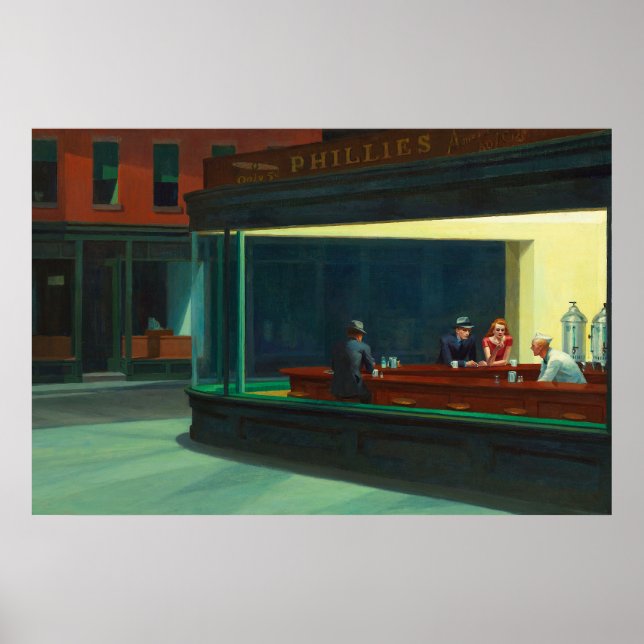 Poster Nighthawks par Edward Hopper (Devant)