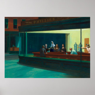Poster Nighthawks - Voyageurs de temps - Edward Hopper