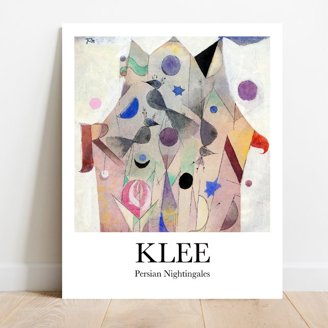 Poster Nightingales perses par Paul Klee (Klee's colorful birds brighten your space! Persian Nightingales poster.)
