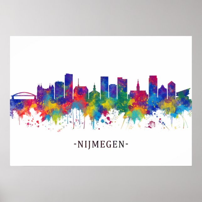 Poster Nijmegen Pays-Bas Skyline (Devant)