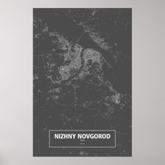 Poster Nijni Novgorod, Russie (blanc sur noir)