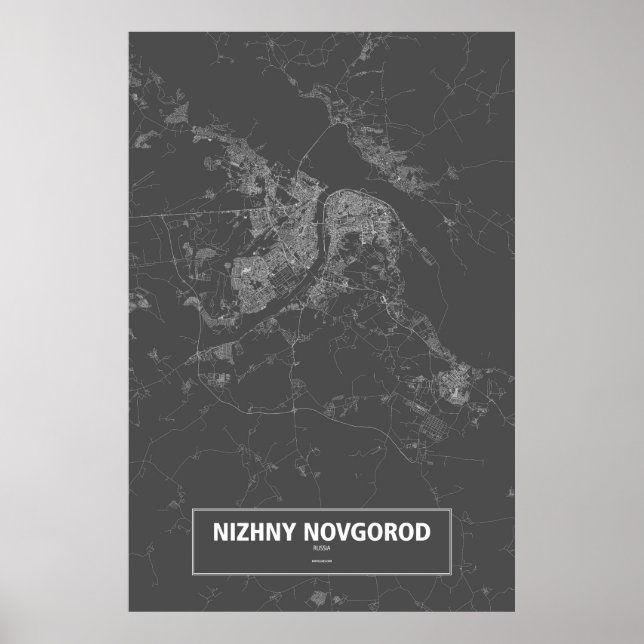 Poster Nijni Novgorod, Russie (blanc sur noir) (Devant)