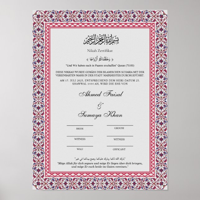 Poster nikah zertifikat (Devant)