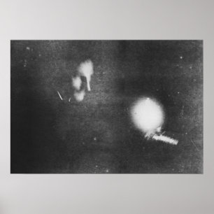 Poster Nikola Tesla avec ampoule phosphorescente, 1894