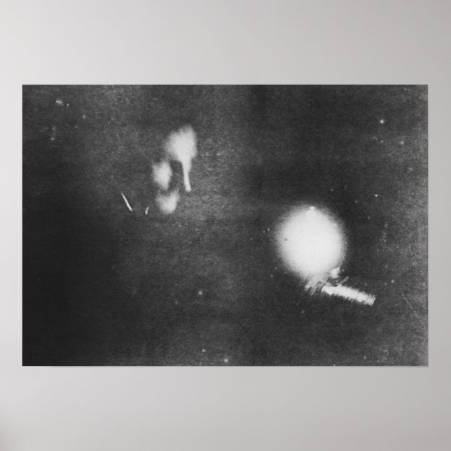 Poster Nikola Tesla avec ampoule phosphorescente, 1894 (Devant)