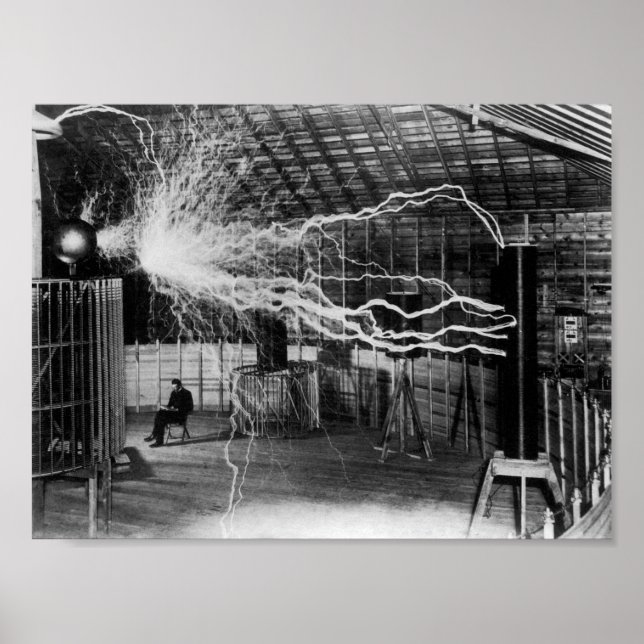 Poster Nikola Tesla - Bolts D'Électricité (Devant)