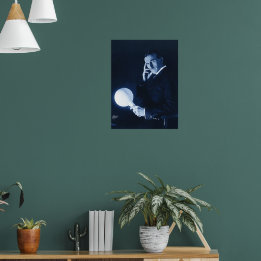 Poster Nikola Tesla démonstration de l'alimentation sans