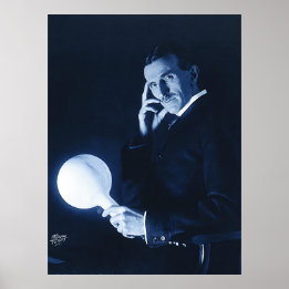 Poster Nikola Tesla démonstration de l'alimentation sans