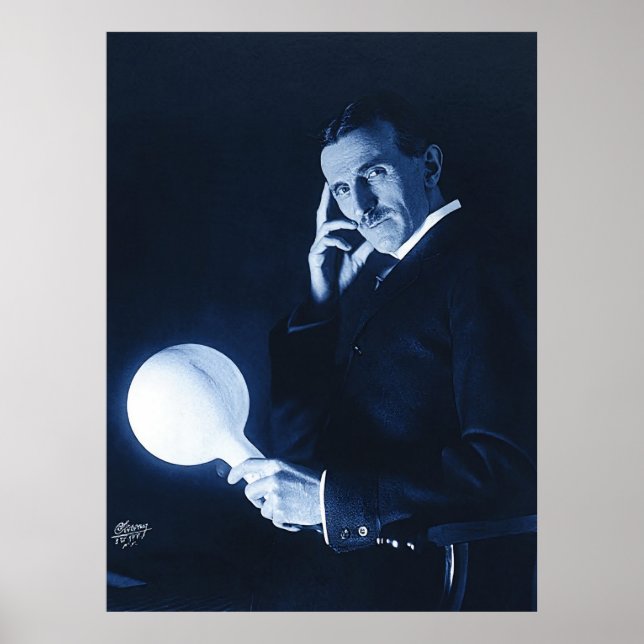 Poster Nikola Tesla démonstration de l'alimentation sans  (Devant)