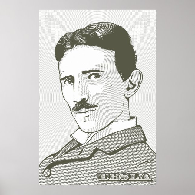 Poster Nikola Tesla Portrait (Devant)