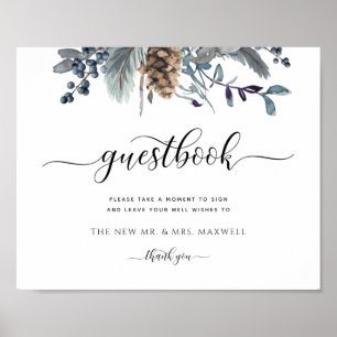 Poster N'importe quel événement, Blue Rustic Floral, pann