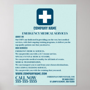 Poster N'importe quel symbole Médicale couleur, EMT, Para