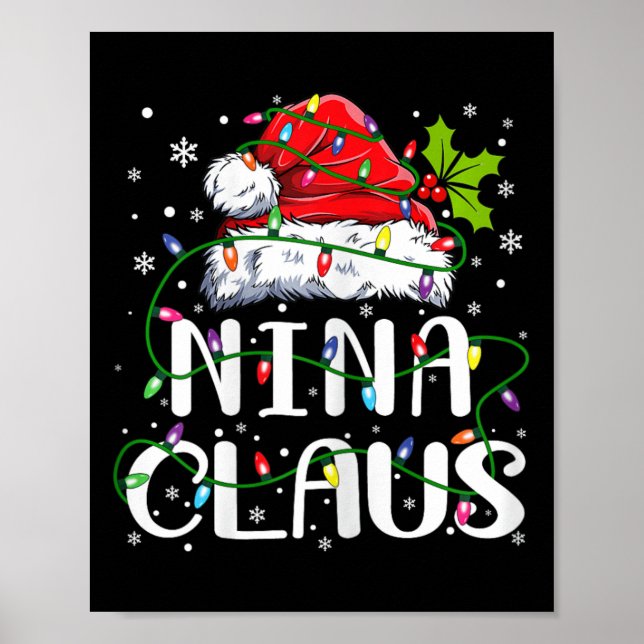 Poster Nina Claus Noël Père Noël Famille jumelée chapeau  (Devant)