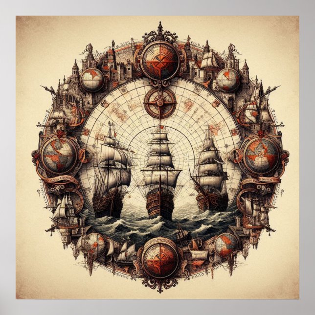 Poster Nina - Pinta - Père Noël Maria - Christopher Colum (Devant)