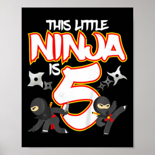 Poster Ninja 5 ans Anniversaire Fête Arts Martiaux Karat