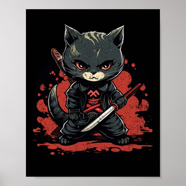 Poster Ninja Chat Samurai Chat (Devant)