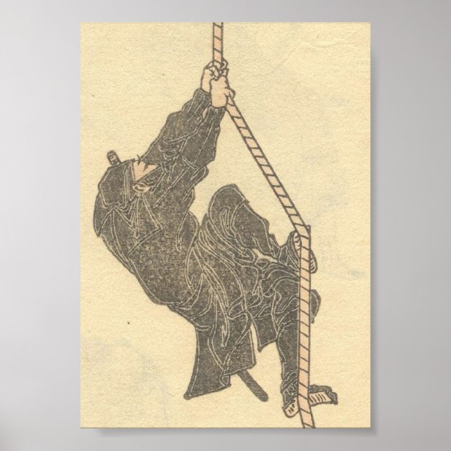 Poster Ninja Escalade une corde vers les années 1800 (Devant)