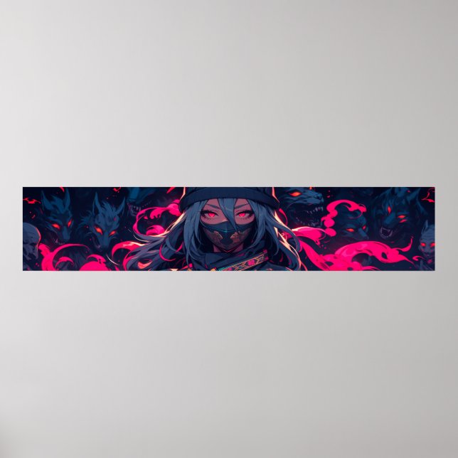 Poster Ninja et ses loups anime art (Devant)