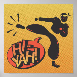 Poster Ninja karaté pop art - rétro