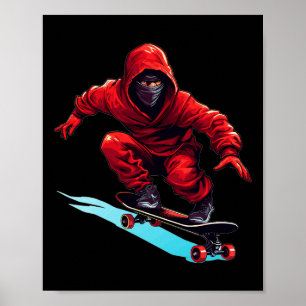 Poster Ninja Skateur - Planche à roulettes Skateboardeur