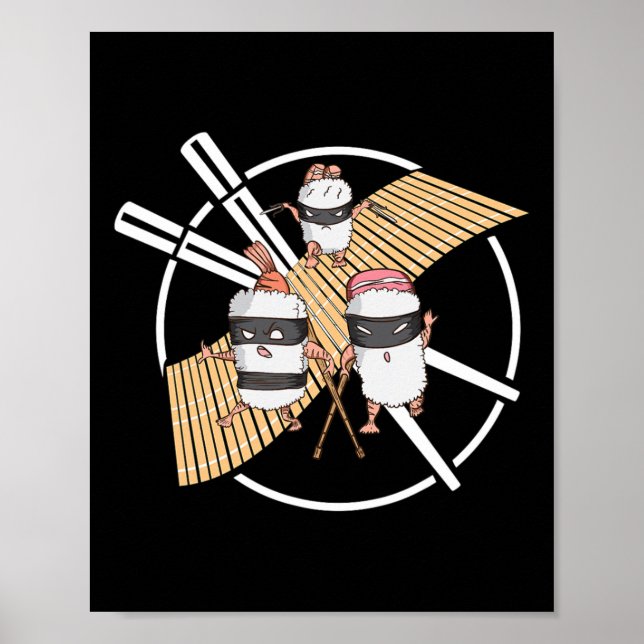 Poster Ninja Sushi Commence Une Mission Secourue Karate (Devant)