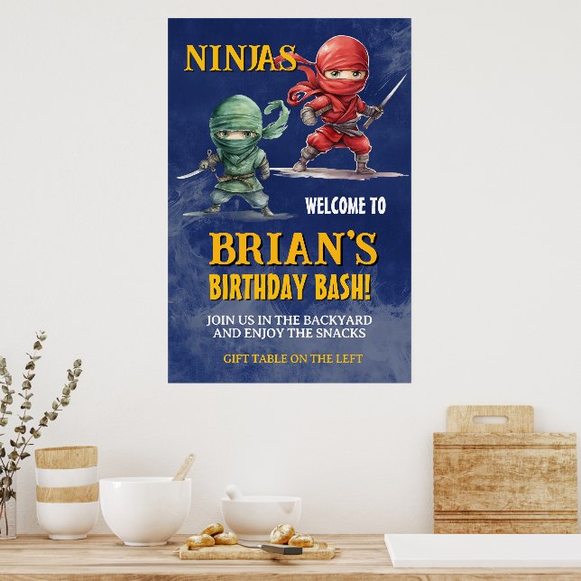 Poster Ninja Warrior Birthday Party (Cuisine)