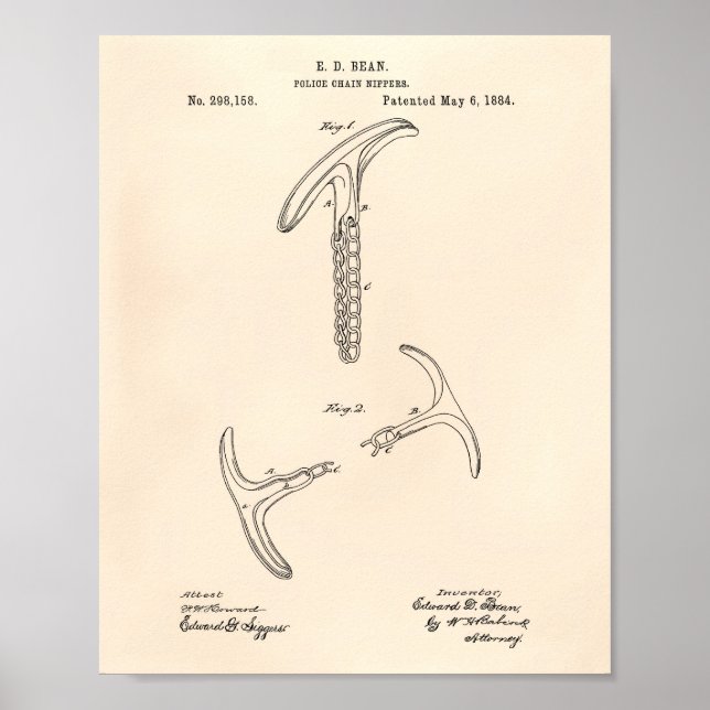 Poster Nippers de la chaîne de police 1884 Art de brevet  (Devant)