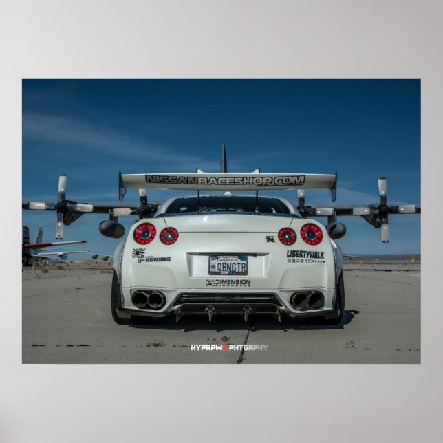 Poster Nissan GT-R R35 LibertyWalk avec plan (Devant)