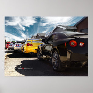 Poster Nissan GT-R R35, R34, R33, R32, Hakosuka Skyline